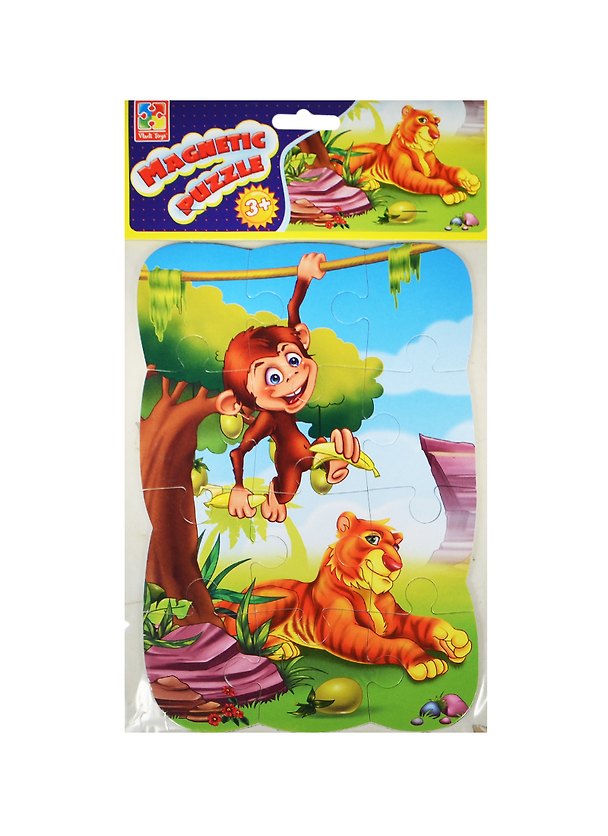 Пазлы на магните Тигр и обезьяна (VT3205-10) (3+) (упаковка) 2463072 — 1