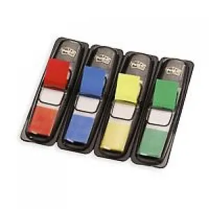 Закладки самоклеящиеся 43*12мм 35л*4цв пласт.диспенсер, европодвес (+фигур.блокнот в подарок), 3M