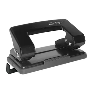 Дырокол 10 листов с линейкой цельномет.,блокир.,черный, Berlingo