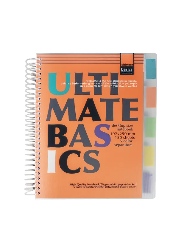 Тетрадь А4- 150л кл. "ULTIMATE BASICS" пласт.обложка, спираль, цв.разделители, справ.мат-л, ассорти, Альт 231669 — 1