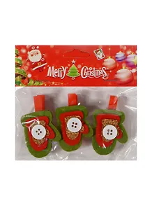 Новогодний Набор из 3-х прищепок Рукавички с пуговкой в пак. с хедер. (11069705) (12х10см)