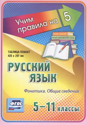 Русский язык. Фонетика. Общие сведения. 5-11 классы. Таблица-плакат — 2594242 — 1