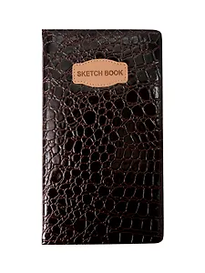 Скетчбук А5 80л "CROCO" коричневый, 140г/м2, слоновая кость, кожзам, резинка