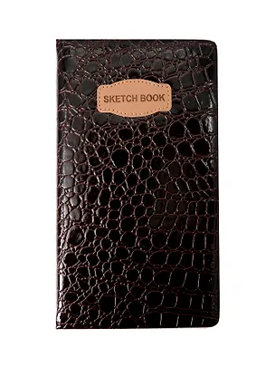 Скетчбук А5 80л "CROCO" коричневый, 140г/м2, слоновая кость, кожзам, резинка 3107014