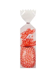 Набор для упаковки "Горох белый на красном", лента, бант 2шт