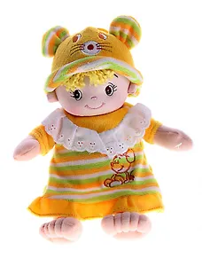 Мягкая игрушка Кукла-пупс в желтом (девочка мышка) (330299) (15см) (упаковка)