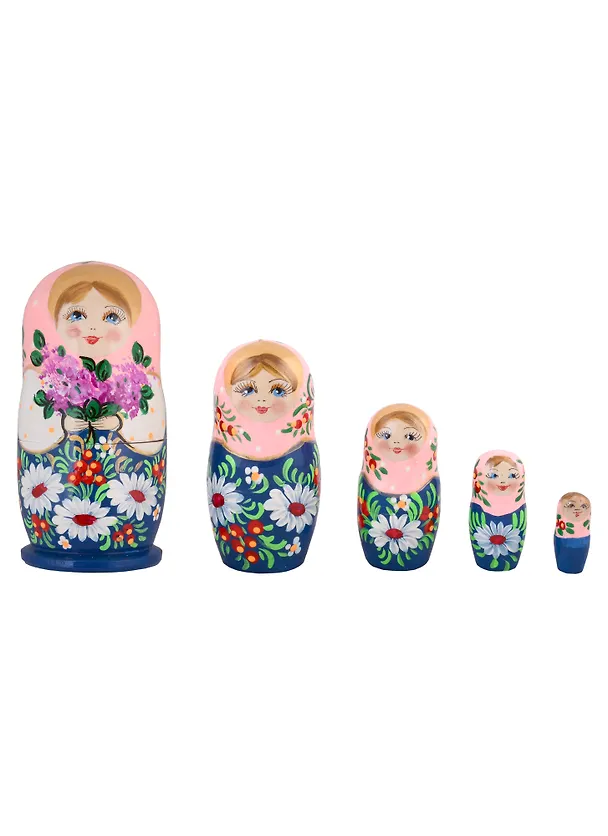Матрешка 5 в 1 средняя (Цветы, Эскиз 12, Ромашки) 2960825 — 2