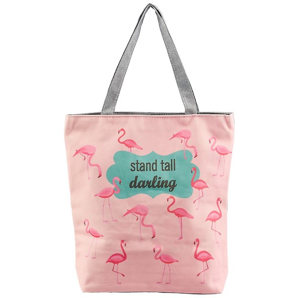 Сумка-шоппер на молнии Stand tall darling (фламинго) (38х35) (текстиль, флис) 2599061 — 1