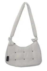 Сумочка дутая серая (текстиль) (26х16) (12-38092-202508-XP2)