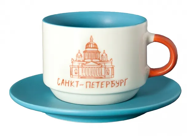 Набор чашка+блюдце "СПб. Исаакий", голубой 3173288 — 1