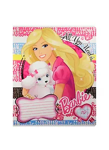 Тетрадь 12л круп.кл. "Barbie" карт.обл., полн.УФ-лак, ассорти, Academy Style