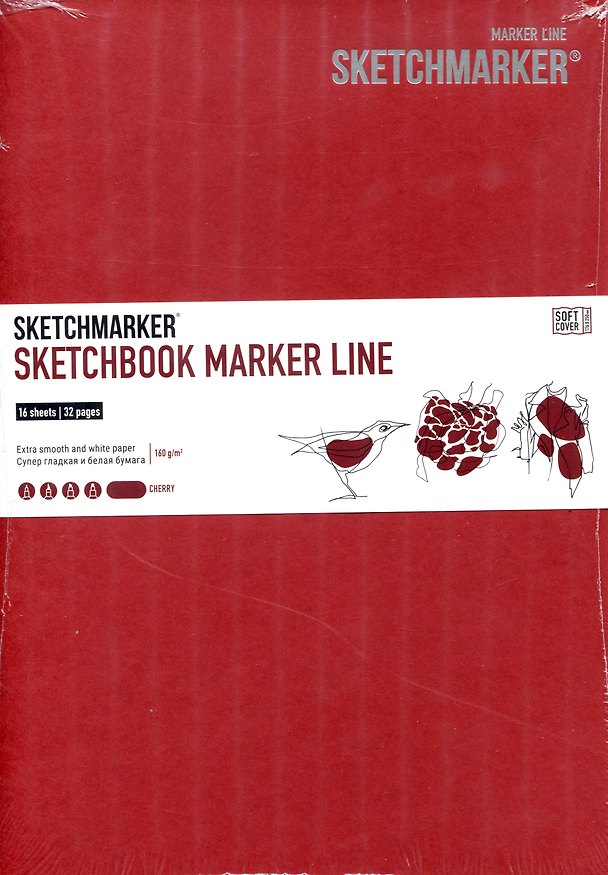 Скетчбук 17,6*25см 16л "SKETCHMARKER MARKER LINE", 160г/м2, мягк.обложка, цв.вишня 2932288 — 1
