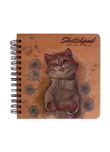Скетчбук 200*200 120л "Игривый котенок" крафт бумага 80г/м2, карт.обл., тв.подложка, гребень