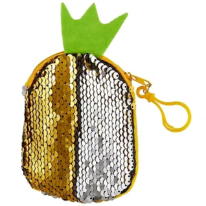 Кошелек с пайетками на молнии Ананас (12х8) (текстиль)