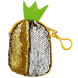 Кошелек с пайетками на молнии Ананас (12х8) (текстиль) 2630218