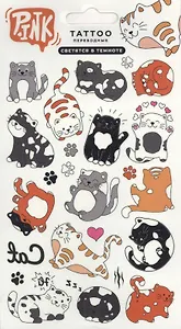 Светящиеся наклейки-тату переводные "Милые котики-1"
