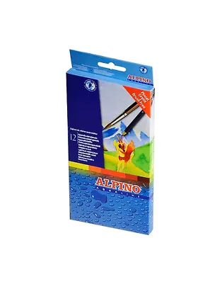 Карандаши цветные акварельные 12цв "AQUALINE" шестигранные, кисточка, к/к, подвес, ALPINO 229564