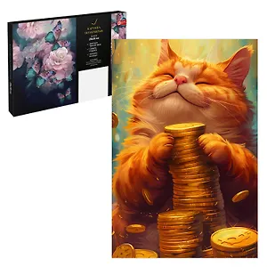 Картина по номерам "Кот с деньгами" 20х30 см