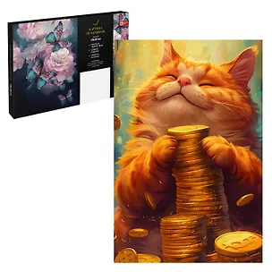 Картина-раскраска по номерам «Кот с деньгами», 20 х 30 см, Феникс+ 3078373