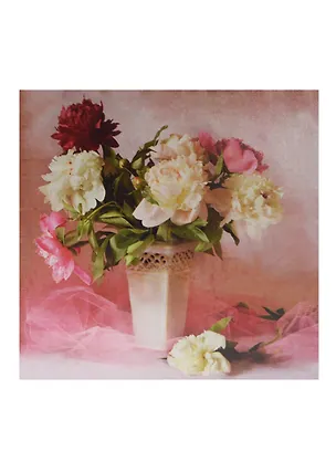 Картина Букет пионов и розовая органза (40х40) (740-075) 2430676