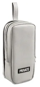 Пенал-косметичка 2 отделения "Private" серебристый, 21*9*8 см, вертикальный