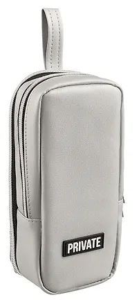 Пенал-косметичка 2 отделения "Private" серебристый, 21*9*8 см, вертикальный 3009613