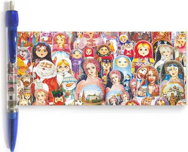 Сувенир, АКМ, Ручка-панорама, "Матрешка", цвет синий 305897 — 1