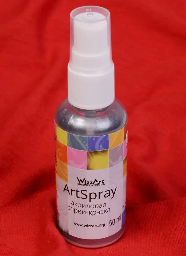 ArtSpray Акриловая спрей-краска Серебро светлое (SM12) (флакон) (50мл) (WizzArt) 2592615 — 1