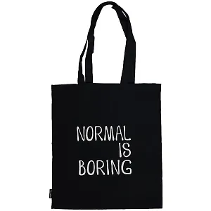Сумка-шоппер Normal is Boring черная, текстиль 40см.*32см.