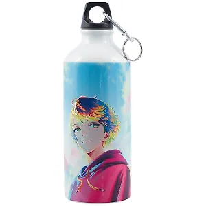 Бутылка с карабином Аниме Синтонимы Персонаж на фоне неба (цветной) (Медина Мирай) (металл) (600мл) (БМ2022-25)