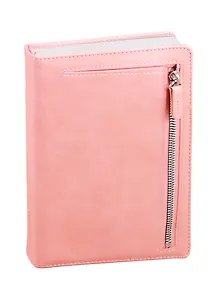 Ежедневник недат. А5 160л Шеврет розовый, кожзам, тв. переплет, с поролоном, карман на молнии, офсет, ляссе