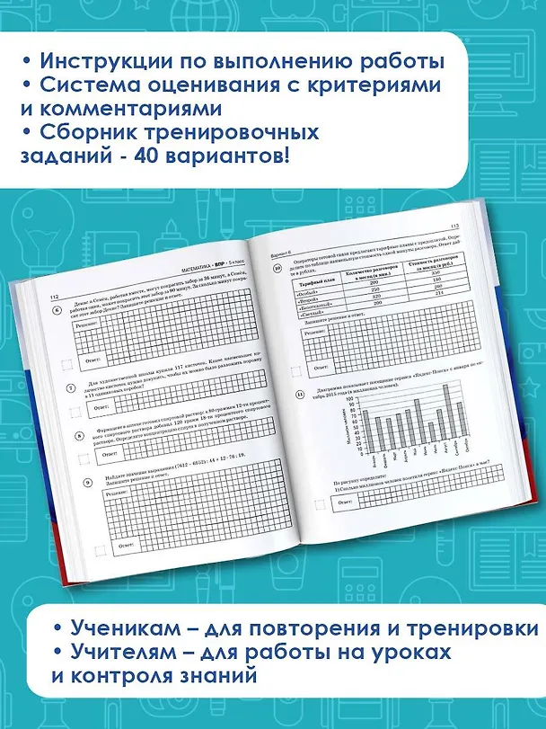 Книга Большой сборник тренировочных вариантов проверочных работ для подготовки к ВПР. 5 класс (40 вариантов). Русский язык. Математика. История. Биология. (Людмила Степанова, Василий Воробьев, Игорь Артасов) — 5