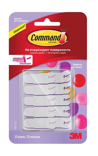 Система крепления Command Легкоудаляемая клипса для шаров 10шт 17805CLR 319501 — 1