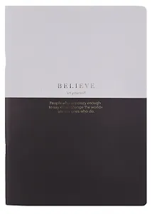 Тетрадь А4 48л кл. "Believe", айвори полоса, карт.обл., скрепка, ламинация, микротекстурирование, тиснение золотой фольгой