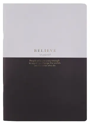 Тетрадь А4 48л кл. "Believe", айвори полоса, карт.обл., скрепка, ламинация, микротекстурирование, тиснение золотой фольгой 3085112