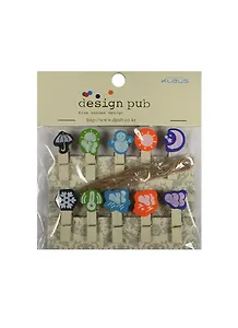 Прищепки декор. деревянные с веревкой Погода (11007501) (3,5см) (10шт) (упаковка)