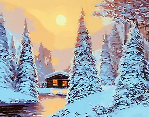 Холст с красками по номерам "Высокие ели", 30 х 40 см