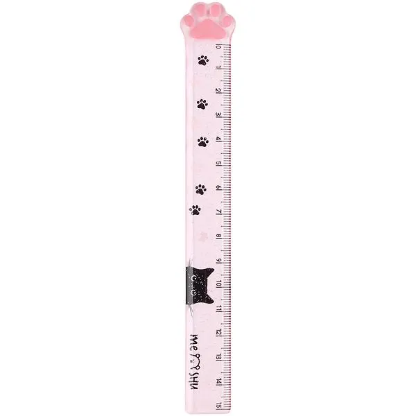 Линейка 15см "Paw" пластик, тонир., с блёстками, европодвес, ассорти, MESHU 3112536 — 3
