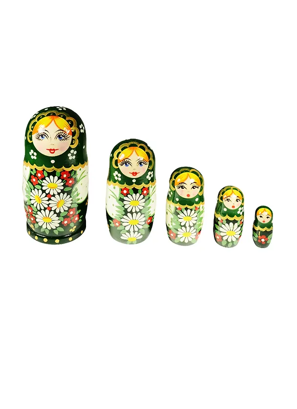 ГС Матрешка 5 кукол Ромашки зеленое платье (17 см) (196549) 2543908 — 1