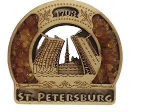 Магнит Мосты (янтарь дерево)