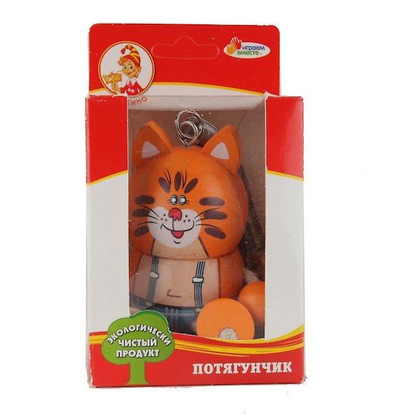 Дерев. игрушка Потягунчик с фигуркой Кот (SJ-CK) (Играем вместе Буратино) (2+) (коробка) (в кор. 36шт) 2432612 — 1