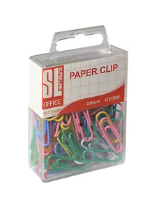 Скрепки 28мм 100шт ассорти, винил., круглые, пл/уп, подвес, SL