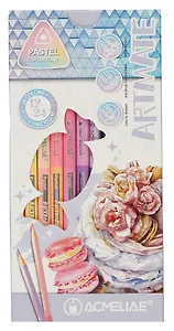 Карандаши цветные Aсmeliae, Pastel Artmate, двухсторонние 24 цвета 12 штук