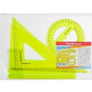 Набор геометрический большой "Neon" (треуг.2шт.,лин.20 с держ.,тр-р 360 гр.), ERICH KRAUSE