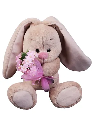 Игрушка мягкая Budi Basa, Зайка Ми с бледно-розовым букетом 15см SidX-185 2579085