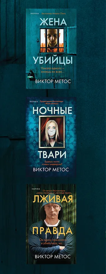 Книга Портрет убийцы. Комплект из 3-х книг (Жена убийцы, Ночные твари, Лживая правда) (Виктор Метос) — 3