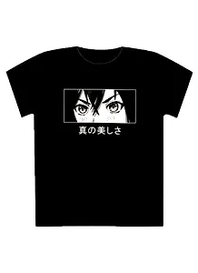 Футболка Аниме Лицо (Сёдзё) (черная) (текстиль) (размер S)
