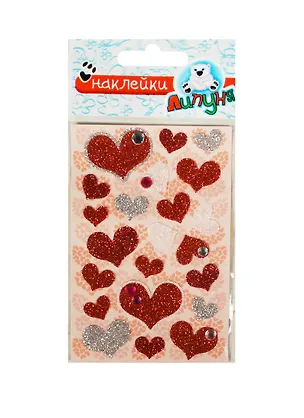 Н Розовые сердца (GS002) (блестящие наклейки) 2219491