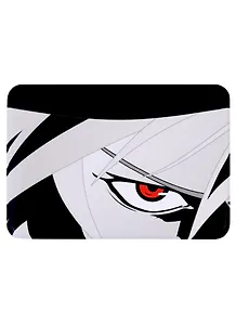 Чехол для карточек горизонтальный Аниме Парень красный взгляд (ч/б)