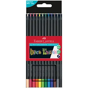 Карандаши цветные 12цв "Black Edition" трехгранные, к/к, подвес, Faber-Castell 3113549